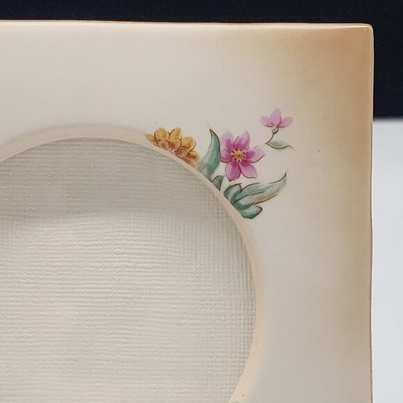 Vintage Floral Ceramic Picture Frame With Transferware Flowers Roses - Picture 5 of 12